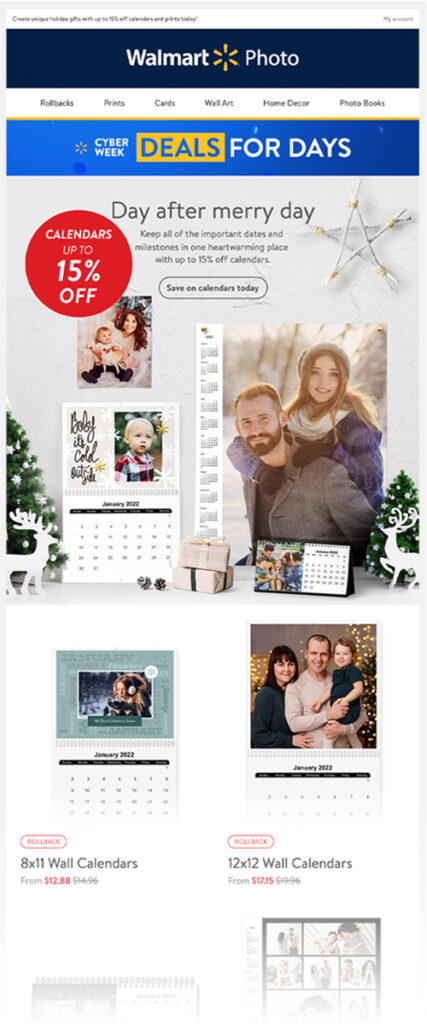 Calendars and Prints Email Preview